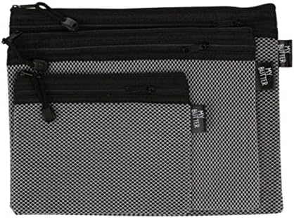 The Fabrica Silver Mesh Pouch Set of 3, Heavy Duty Double Pocket Bags for Make Up, Stuffs and Travel, with Package and a Message Card for Gift