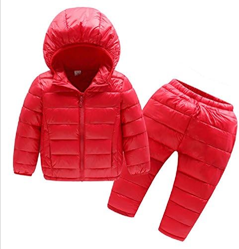 ENZHE Boys Girls Ultra-Light Wind And Water Proof Long Sleeve Hoodie 2 Pieces Down Jacket Set Coats
