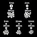 WXJ13 1800 Pieces Flatback Rhinestones Glass Round Brilliant, 5 Sizes (1.5 mm, 2.5 mm, 3 mm, 4 mm, 5 mm)