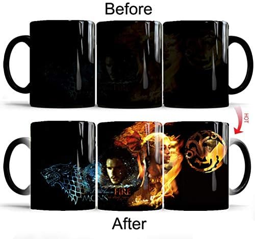 Magic Color Changing Coffee Mug - Cool Tea Unique Heat Changing Sensitive Cup 11 oz Dragon Mother Ceramic Mugs Cute Birthday Christmas Gift GOT Fan Cups (Thrones-D)