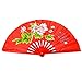 Medifier Chinese Kung Fu Tai Chi Fan Arts Dance/Practice Performance Bamboo Folding Fan (Peony flower red background)