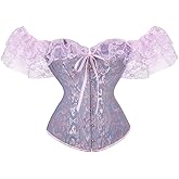 SHYMMUO Corset Top for Women Renaissance Steampunk Bustier Top Sexy Lace Up Corset Top Festival Pirate Halloween Costume