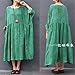 Yesno TA7 Women Maxi Dress Caftan Large Loose Gathered Skirt Oil Dyed Casual Oversize,Green,One Size