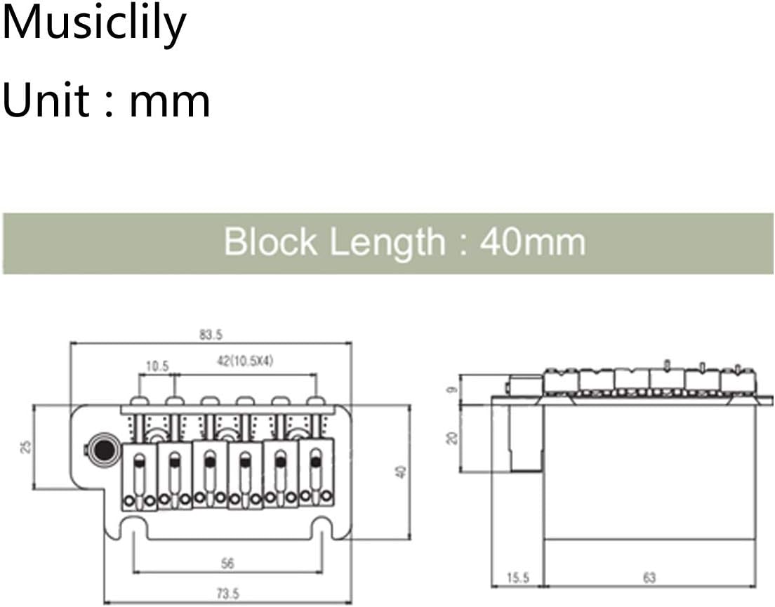 Musiclily Pro 52.5mm 2 Point Tremolo Bridge Steel Saddles Steel Block for American Strat Style Electric Guitar Chrome - Image 3