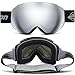 YAKAON OTG Ski Goggles UV Protection Snowboard Goggles Frameless Spherical Anti-Fog Lens for Men Women Youth
