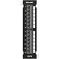 iwillink 12-Port Mini Vertical Cat6 Patch Panel, 10Gbps Network Panel with Wall Mount 89D Bracket