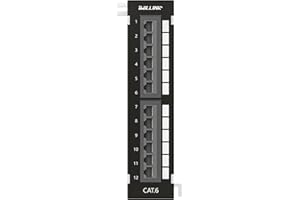 iwillink 12-Port Mini Vertical Cat6 Patch Panel, 10Gbps Network Panel with Wall Mount 89D Bracket