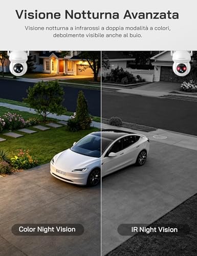 WOLFANG Solar Security Camera 1080P Outdoor WiFi PTZ Camera 360° (2.4G Only), PIR Motion Detection, Color Night Vision, Two-Way Audio, IP65, Works with Alexa