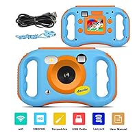 AMKOV WiFi Digital Camera for Kids Rechargeable Video Camera 1080P HD Digital Children Camcorders with 1.77