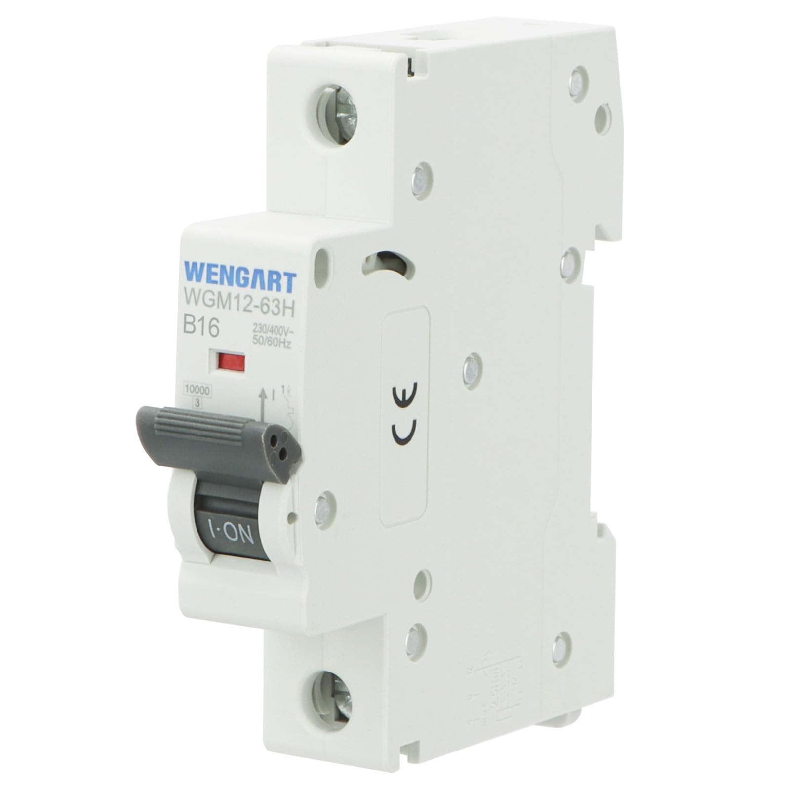 Wengart Household Miniature Circuit Breakers WGM12-63H, AC230V 16A 1P 10kA B-Char, Overload and Short Circuit Protection, Suitable for Household Circuits and Lighting Systems
