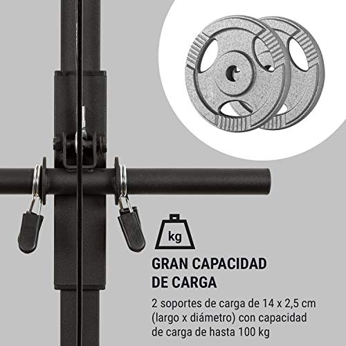 KLAR-FIT-Klarfit-Stronghold-Latzug-Mquina-de-poleas-Poleas-de-Entrenamiento-En-casa-Montaje-en-Pared-Hassta-100-kg-25-m-de-Cuerda-Barra-de-trceps-Estructura-de-Acero-Silencioso-Negro