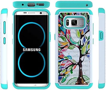 Galaxy S8 Plus Case, FOLICE Studded Rhinestone Crystal, Dual Layer Silicone Phone Case for Samsung Galaxy S8 Plus (Colorful Tree)