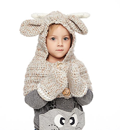 Sumolux girls kids warm animal hats and mitten set knit…