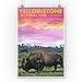 Lantern Press 9x12 Inch Art Print Wall D√©cor, Yellowstone National Park, Bison and Sunset