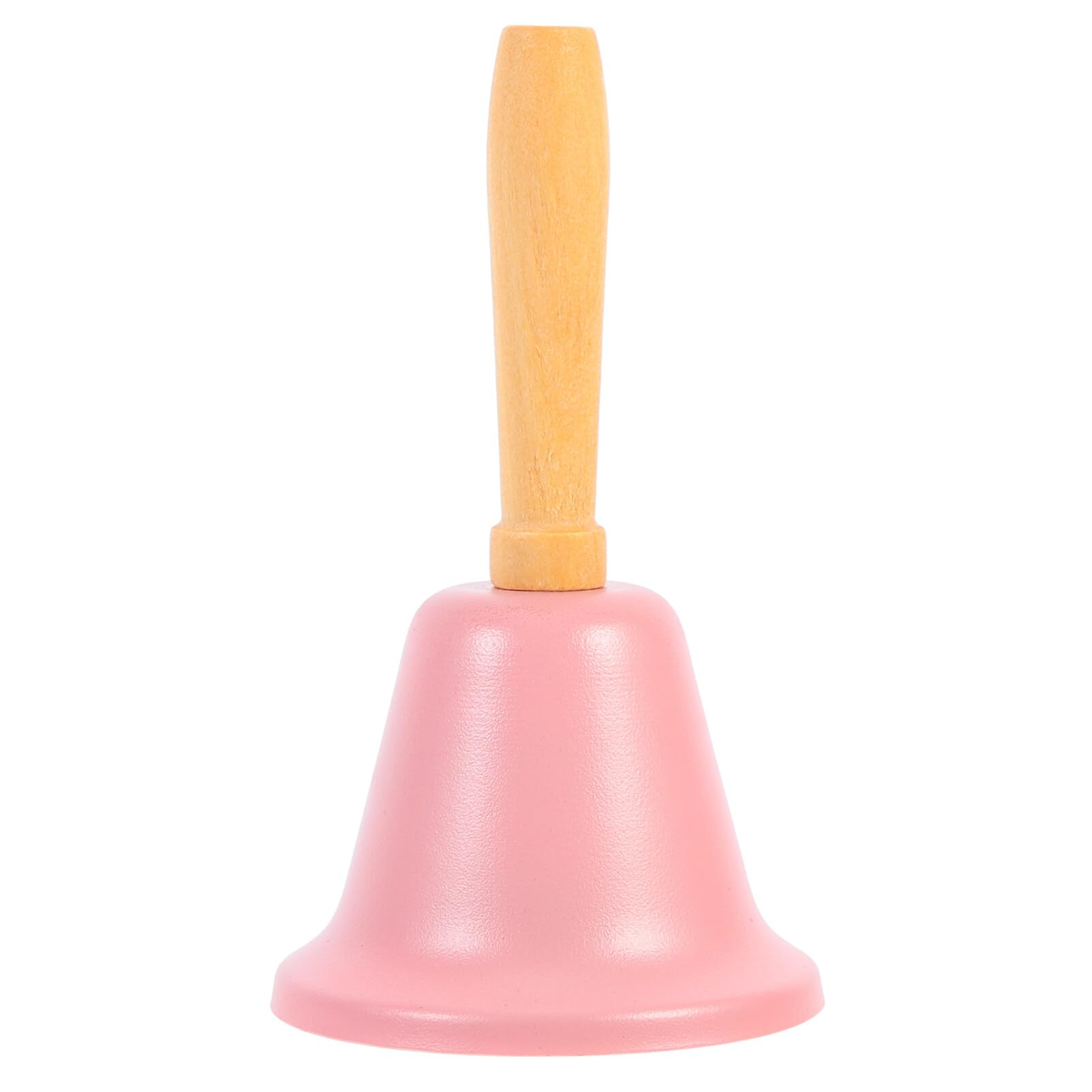 Christmas Hand Bell, Pink Dinner Handheld Ringing Bell with Wooden Handle, Service Hand Bells for Christmas Party Supplies