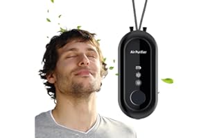BFJOG Wearable Air Purifier, Personal Air Purifier Necklace, Rechargeable Ionizer, Purify Pollen and Smoke for Outdoor Travel or Work,Black