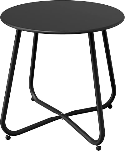 Grand patio Round Outdoor Side Table Lightweight Adjustable Black