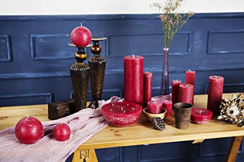 Melt Candle Company Set of 3 Burgundy Pillar Candles 3" x 6" Dark Red Unscented for Weddings Home Decoration Church Restaurant Spa Dripless Smokeless Cotton Wick