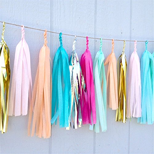 5 PCS DIY Tasseled Banner Paper Tassel Garland Novel Wedding Ceremony Party Supplies Photography Garland Hanging Ornament Decor Sky Blue