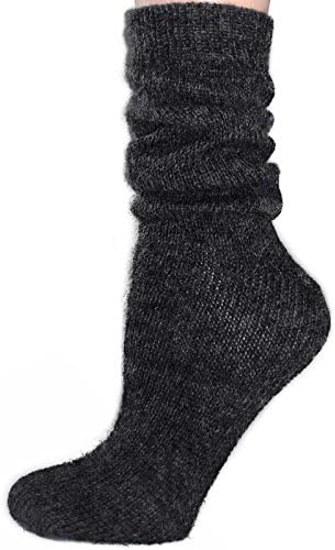 The Alpaca Collection, 100% Alpaca Wool Knit Socks Charcoal Grey Medium