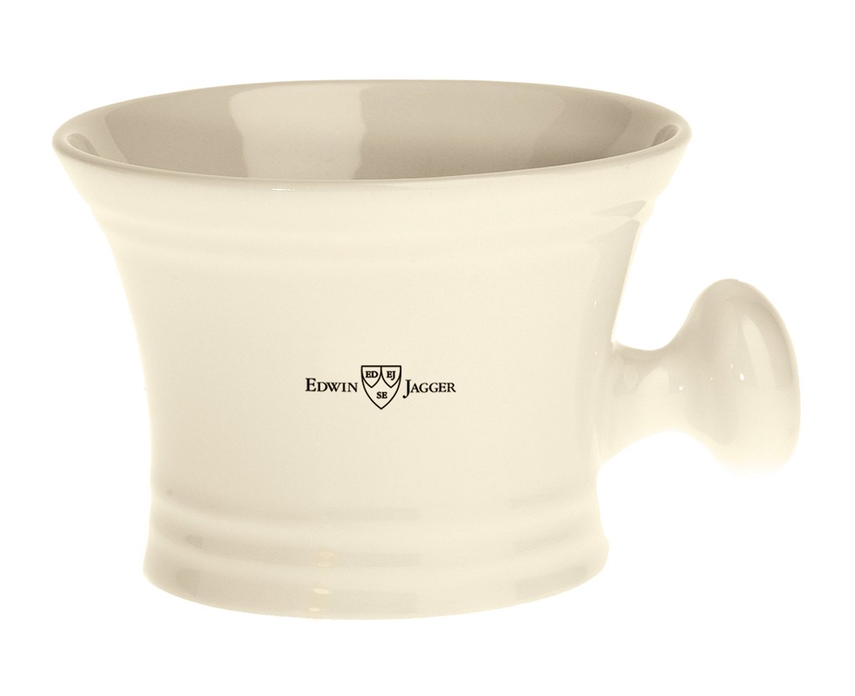 Edwin Jagger Ivory Porcelain Shaving Soap Bowl With Handle