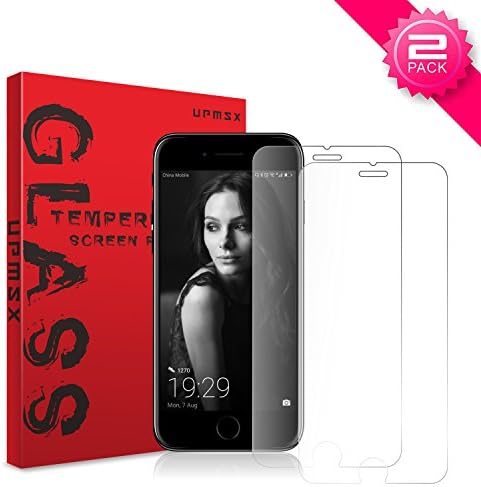 iPhone 6 Screen Protector 2 Pack, 9H Hardness, Crystal Clear, Bubble Free, 3D Touch Compatible, UPMSX Tempered Glass Screen Protector for Apple iPhone 6