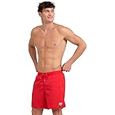 ARENA Men's Icons Solid Beach Short Boxers Swimming Bermuda with Mesh Inner Brief, Side Pockets, Pool Beach Vacation Swimsuit