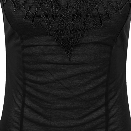 Chen Women Sleeveless Vest Tank Tops Blouse Stand Collar T-shirt (XL, Black) - Thumbnail 7