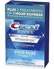 Crest 3D White Whitestrips Vivid Plus Teeth Whitening Kit, Individual Strips (10 Vivid Plus Treatments + 2 1hr Express Treatments), Basic Flavorless Whitestrips, 24 Count