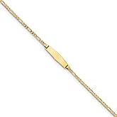 FB Jewels Solid 14K Yellow Gold Baby Soft Diamond Shape ID Figaro Bracelet