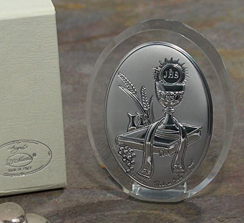 Argento Silver and Gold Chalice Icon on Glass First Communion Favors - Imported from Italy