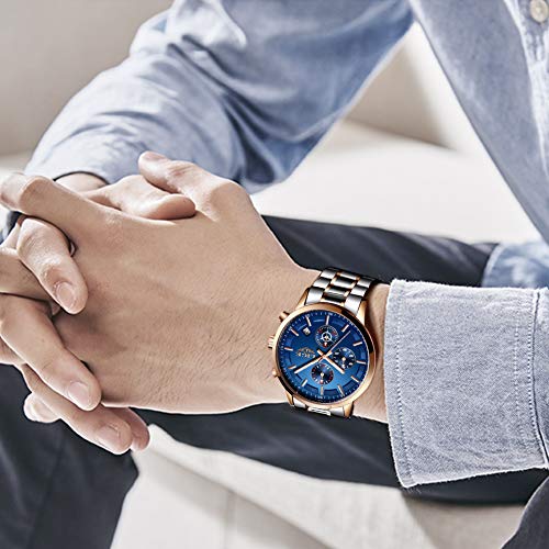 LIGE-Hombre-Reloj-Elegante-Deportes-Reloj-de-Cronografo-de-Cuarzo-Analogico-Impermeable-con-Moda-Negro-Pulseras-de-Acero-iInoxidable