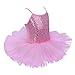 iiniim Kids Girls' Sequined Camisole Ballet Tutu Dress Ballerina Leotard Outfit Dance Wear Costumes Pink 4-5
