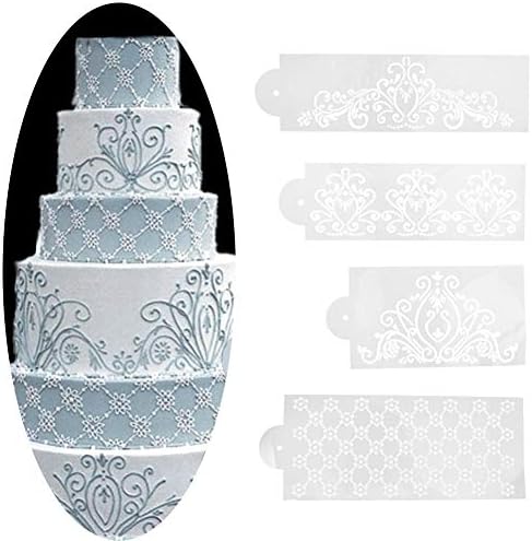 4PCS/Set Plastic Cake Stencil Template Mold Princess Lace Cupcake Cookie Bakeware Fondant Cake Decoration Tools