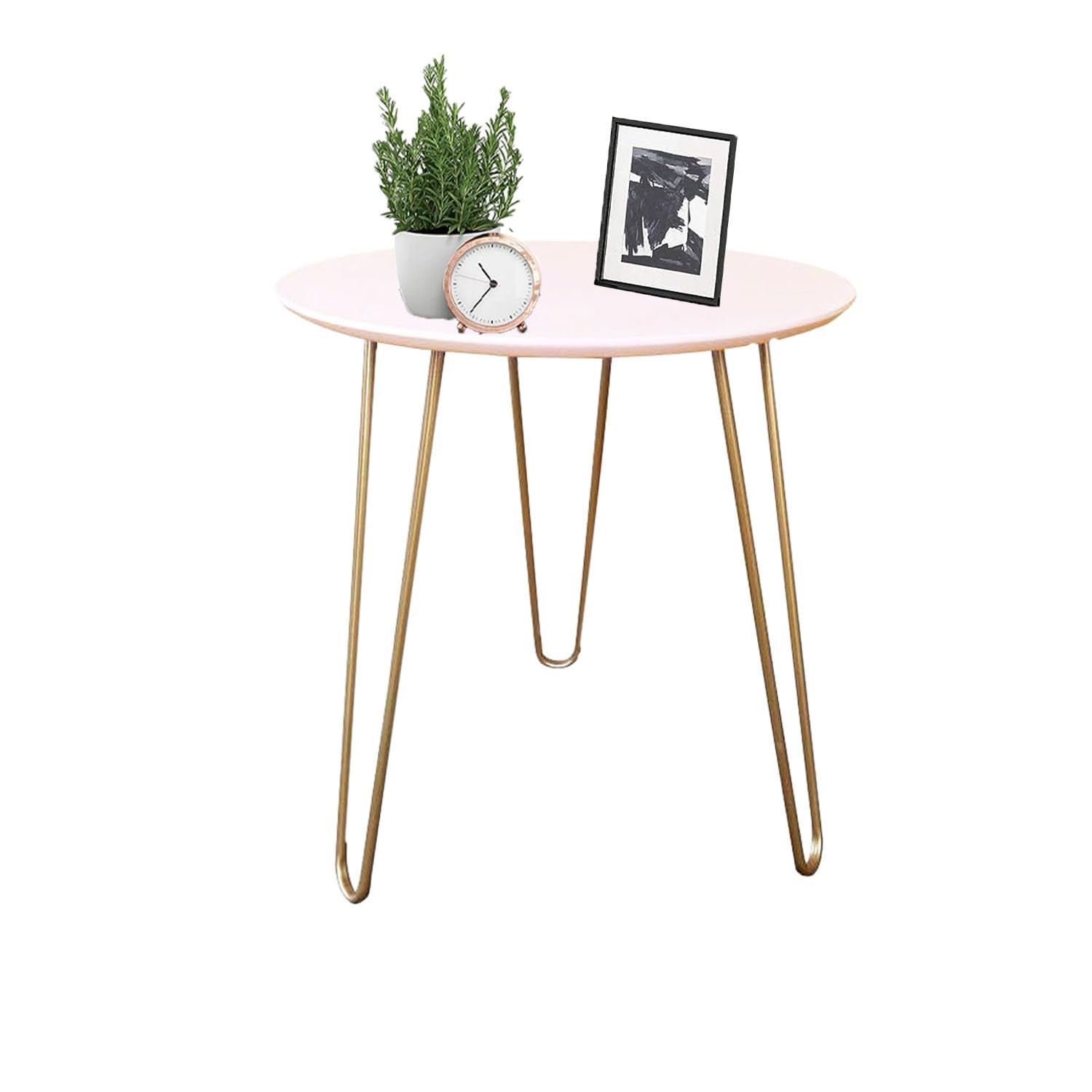 IFJA Blush Round Coffee End Table | Modern Minimalist Triangle Stacking Side Table with Metal Legs and Smooth Top | Console Tables for Living Rooms Bedrooms Balcony Home Easy Assembly 40x40x45cm
