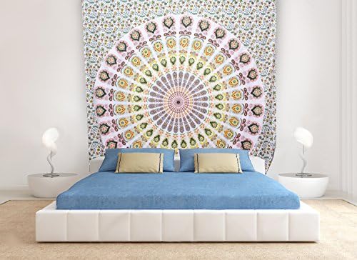 Krrafters Indian Wall Decor Hippie Tapstries Bohemian Mandela Tapestry Wall Hanging Beach Throw Popular Roundie Yoga Matt Table Cover Wall Art