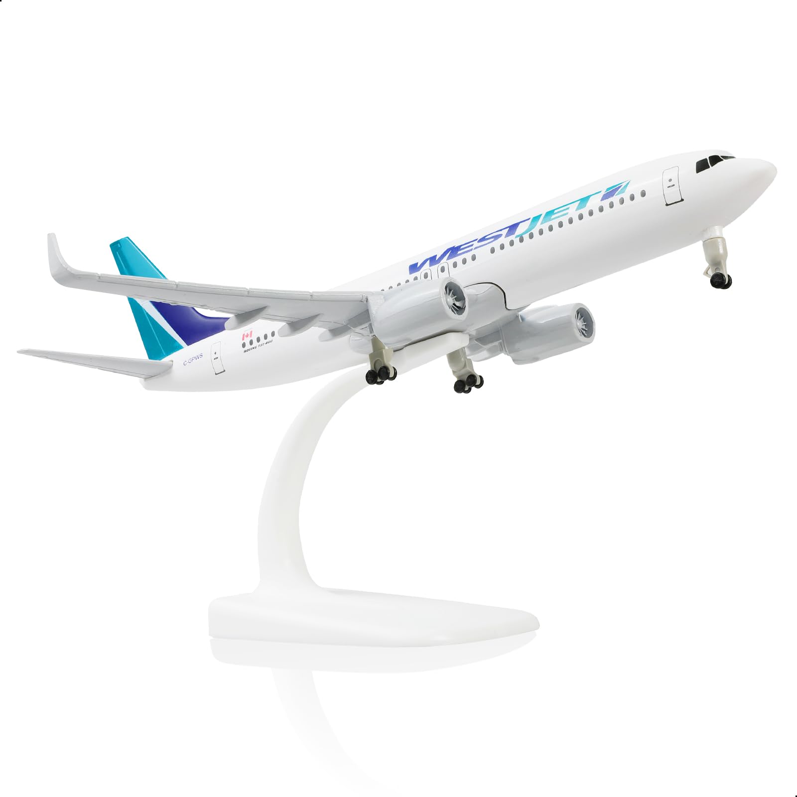 QIYUMOKE 1/300 737 Canada Die-cast Metal Airplane Model -West jet737 Airplane Model for Adult -Model Plane with Stand (8.3 inches Long) Aviation Enthusiasts Gifts, Desktop Display Decorations