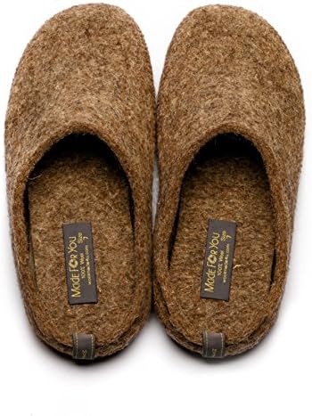 Women’s Natural Wool Slippers with Arch Support Insole, Hypoallergenic with Non-Slip Rubber Sole