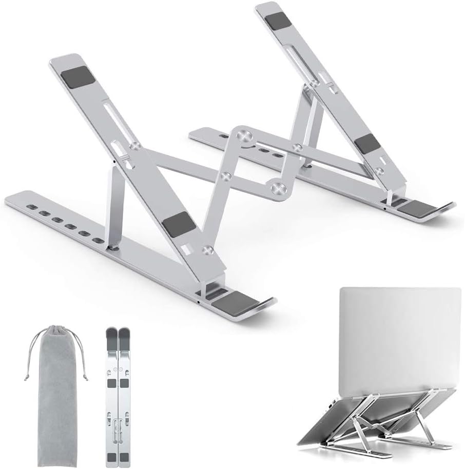 Adjustable Laptop Stand,tebrigo Aluminum Portable Laptop Holder Computer Stand Tablet Stand,Ergonomic Foldable Desktop Holder Compatible with MacBook Air Pro, Dell XPS, HP, Lenovo More 10-15.6”