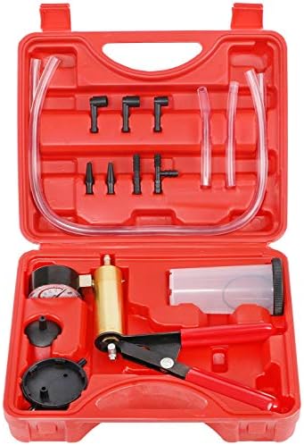 N / A YSTOOL Brake and Clutch Fluid Hand Pump Vacuum Bleeder Tool Kit Brake Oil Change Power Steering Fluid Bleeding Set with Hand Pump Jar Adapters for Auto Car Truck Motorcycle Use (Red)