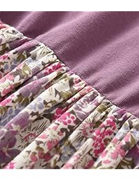 Vestido vintage de patchwork floral con cuello redondo para mujer con bolsillos