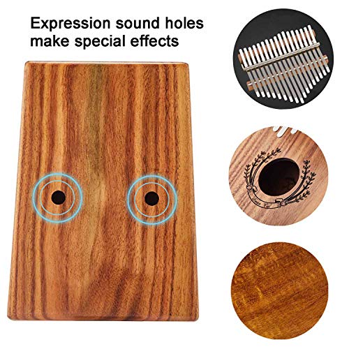 Kalimba Thumb Piano 17 Keys Acacia KOA Wood Musical Instrument Toy with Portable Carry Bag Tuning Hammer Instruction Book Cloth Mbira Hand Finger Piano for Beginner Kids Children Adults Music Lover