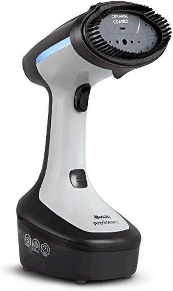 Swan Portable Garment Steamer, Lightweight, Jet Steam, Cloth Friendly Ceramic Coated Steam Panel, Removes Bacteria and Odours