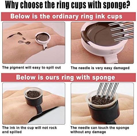 Disposable Tattoo Ink Ring Cups,Sponge Pigment Holder Ink Caps for Tattooing Small,Tattoo Ink,Tattoo Machines,Tattoo Supplies(Black 50Pcs) - Image 5