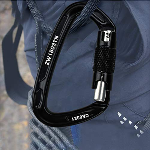 Jhua Rock Climbing Carabiner Aluminum Locking Carabiner Clip, 2pcs 24KN