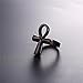 U7 Black Gun Plated Cross Ankh Ring, Size 10