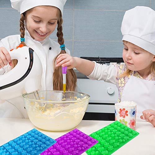 Dinosaur Chocolate Mold, YuCool 3 Pack Silicone Dinosaur Molds with 48-Cavity for Candy Chocolate Jelly, Ice Cube with 3 Bonus Droppers-Purple,Blue, Green