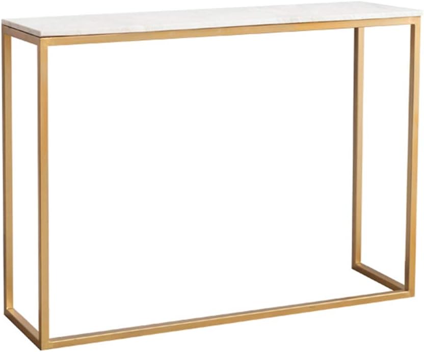 OTENGD Narrow Sofa Console Table, Entryway Table with Rectangular Faux Marble Top, Gold Metal Frame Accent Table, for Entryway, Living Room, Hallway