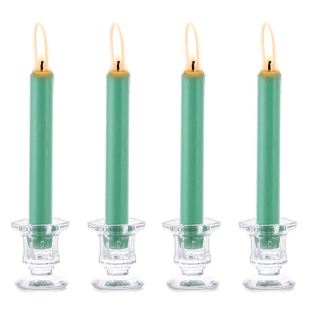NUPTIO 4 Pcs Clear Glass Taper Candle Holder, Decorative Taper Candlestick Holder for Wedding, Dinning, Party