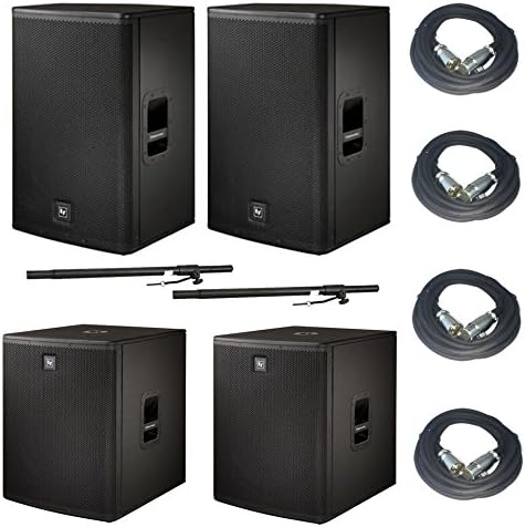 EV Electro-Voice ELX115P ELX118P Active PA System w/Poles & 4x 25' XLR Cables